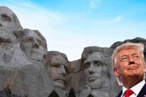 Trump surge ao lado do Monte Rushmore num cenário nas redes sociais