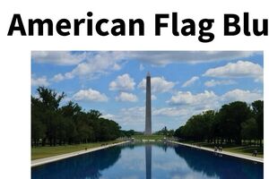 Bandeira americana azul e monumento a Washington refletido na água