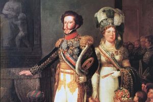 D. Pedro e a mulher, a princesa Leopoldina, tiveram sempre uma relação muito próxima. A festa do seu casamento foi uma das mais luxuosas do Rio