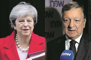 Theresa May e Barroso na conferência do NOW
