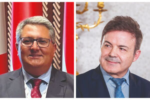 Nuno Cobanco (esquerda), chefe de gabinete de Alberto Santos (direita), secretário de Estado da Cultura