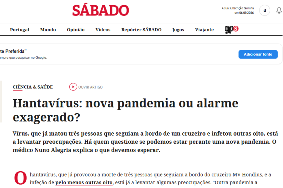 Site da SÁBADO