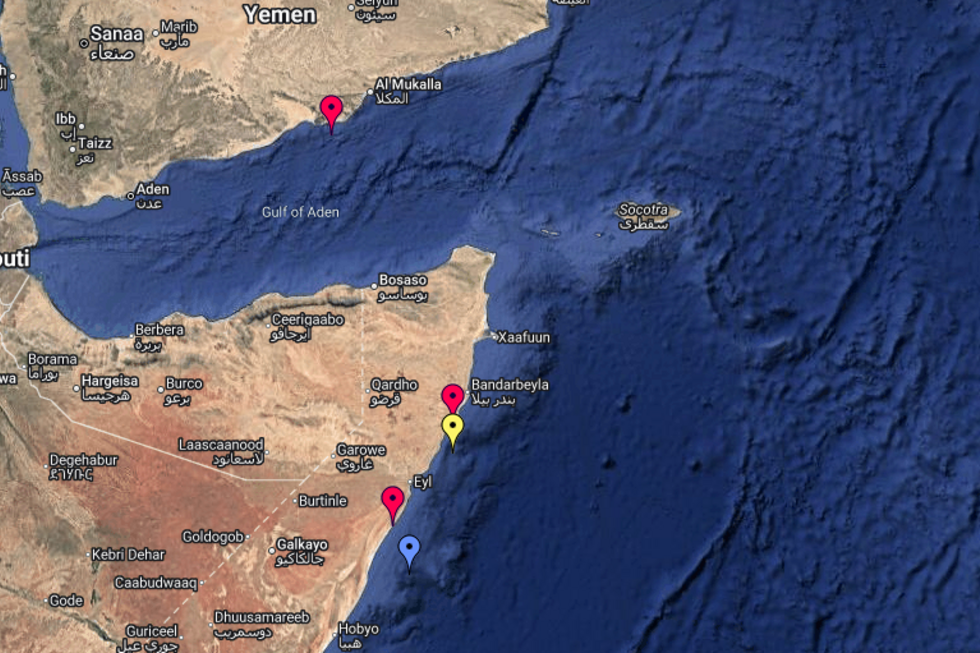 As cores no mapa da pirataria identificam diferentes níveis de gravidade