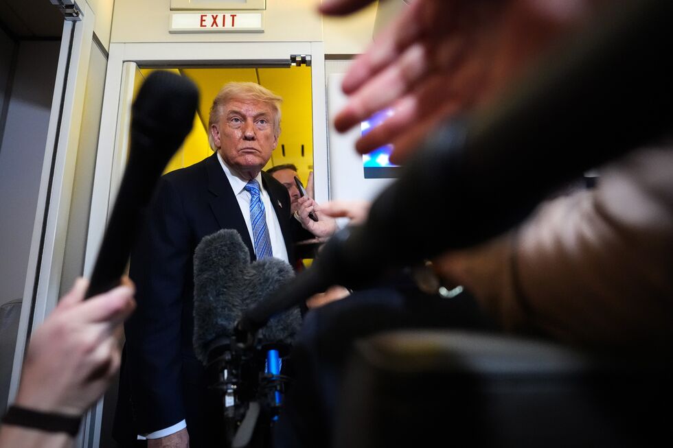 Donald Trump, presidente dos EUA, no Air Force One