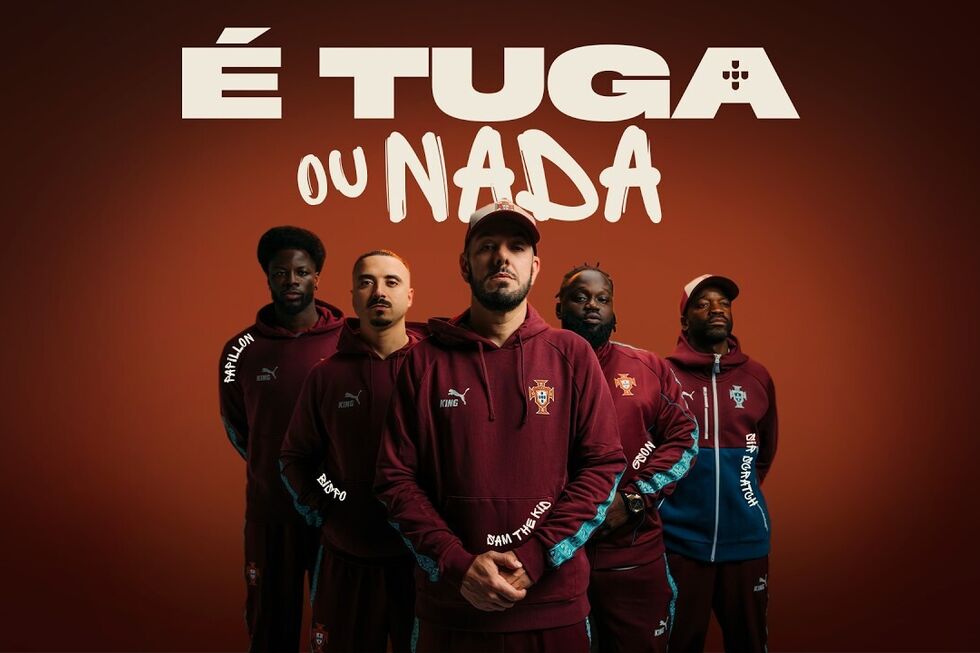 Da esquerda para a direita, Papillon, Bispo, Sam the Kid, Gson e Sir Scratch dão voz ao tema de apoio à Seleção Portuguesa no Mundial 2026