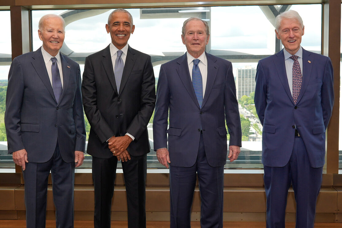 Inauguração Obama Presidential Center: Joe Biden, Barack Obama, George W. Bush e Bill Clinton