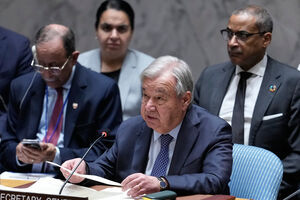O secretário-geral das Nações Unidas, António Guterres, discursa durante uma reunião do Conselho de Segurança