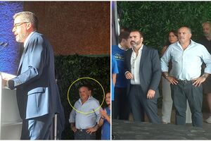 Olivier nos bastidores da recandidatura de Moedas. Ao lado está António Valle, diretor de campanha