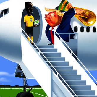 Donald Trump 'recebe' o árbitro somali, Omar Abdulkadir Artan, que foi impedido de entrar nos EUA 