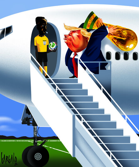 Donald Trump 'recebe' o árbitro somali, Omar Abdulkadir Artan, que foi impedido de entrar nos EUA 
