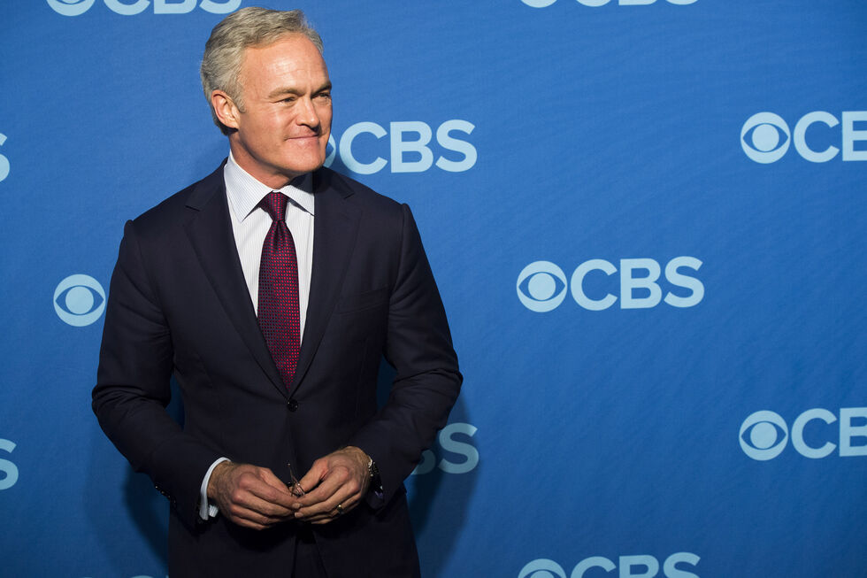 Scott Pelley no evento Upfront da CBS