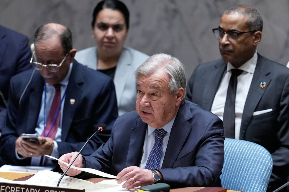 O secretário-geral das Nações Unidas, António Guterres, discursa durante uma reunião do Conselho de Segurança