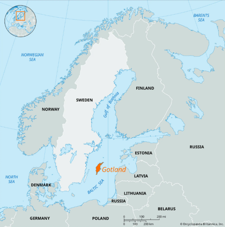 Gotland fica a 275 quilómetros de Kaliningrado, território russo