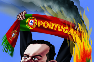 Luís Montenegro com o cachecol de Portugal em chamas