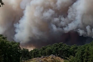 Imagens mostram enorme nuvem de fumo provocada por incêndio em Fontainebleau nos arredores de Paris