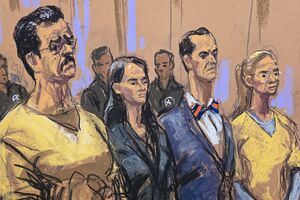 Nicolás Maduro, os advogados Anna Estevao e Mark Donnelly e Cilia Flores, no Tribunal Federal de Manhattan
