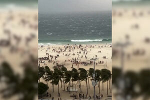 Vídeo mostra ventos fortes a atingir praia de Copacabana no Rio Janeiro 
