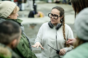 Ana Rocha de Sousa nas filmagens de "Asas"