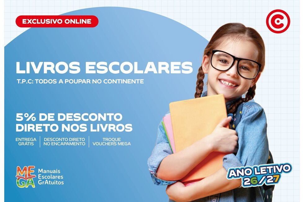 Manuais escolares em promoção online no Continente com 5% de desconto