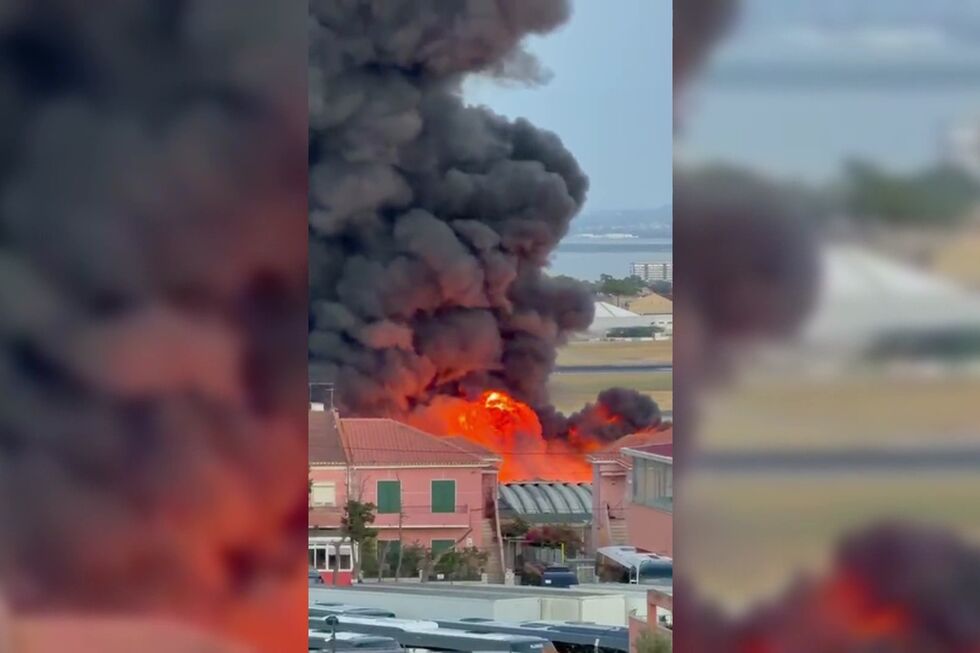 Armazém em chamas, em Camarate