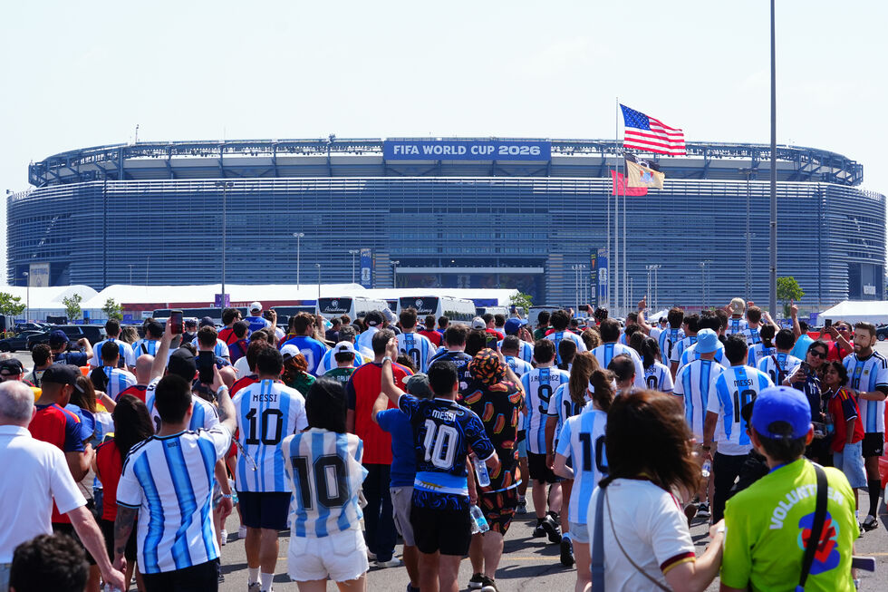 Filas para entrada no MetLife Stadium antes da final do Mundial'2026