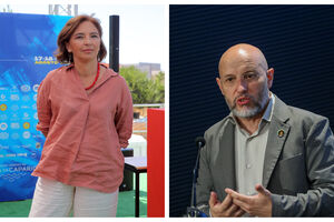 Inês de Medeiros, presidente da Câmara Municipal de Almada e Rui Tavares, ex-porta-voz do Livre