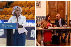 Ana Abrunhosa, presidente da Câmara Municipal de Coimbra (à esquerda) e António Gil Leitão, ex-chefe de gabinete da ex-ministra da Habitação Marina Gonçalves, com a própria