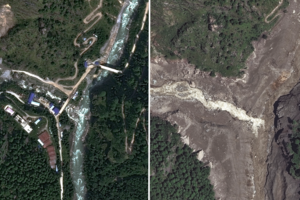 Imagens de satélite mostram o antes e depois da enxurrada no Nepal 