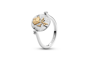 Anel Rosa Pandora TALISMAN giratório em prata 925 e liga metálica de assinatura com revestimento de ouro 14k, €69