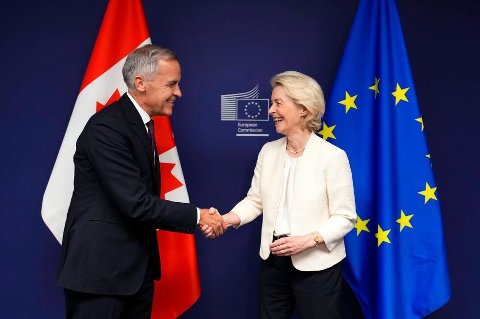Mark Carney, primeiro-ministro canadiano, e Ursula von der Leyen