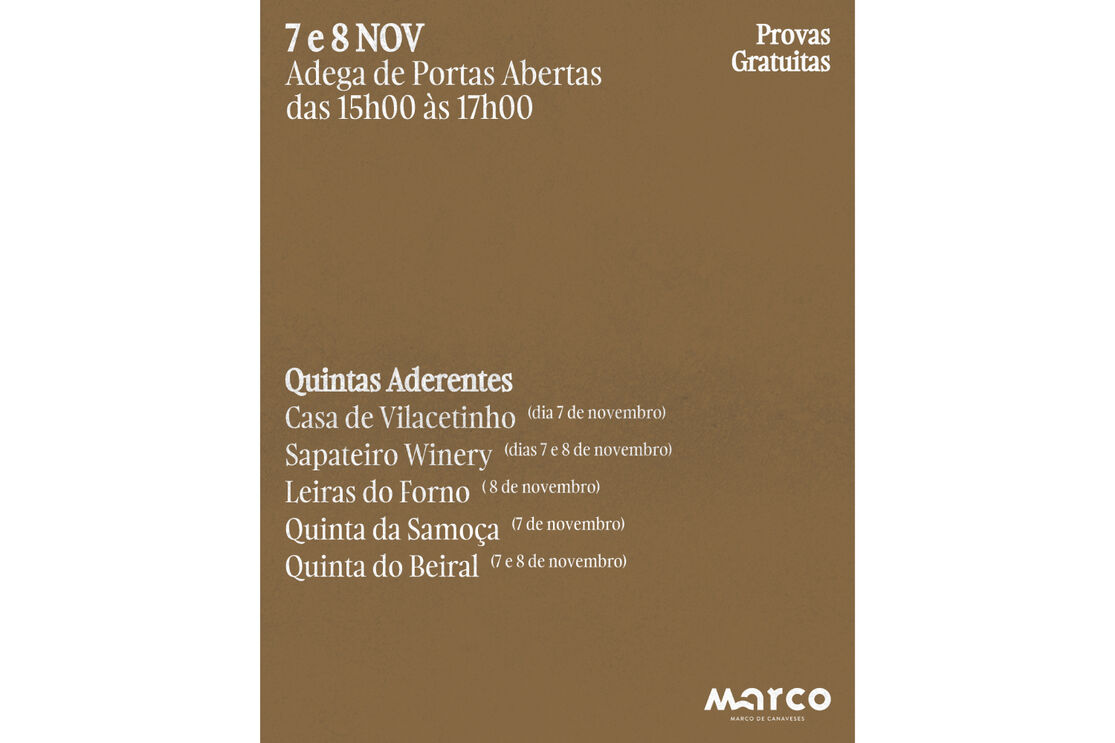 Adega de Portas Abertas em Marco de Canaveses nos dias 7 e 8 de novembro