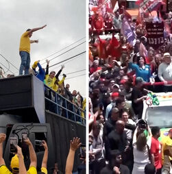 Lula e Flávio Bolsonaro fazem últimos comícios antes das eleições presidenciais no Brasil