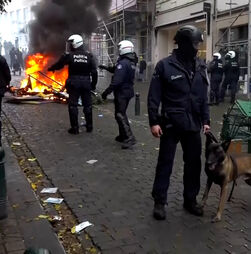 Incêndios e pedras arremessadas contra a polícia: violência marca protestos na Bélgica 