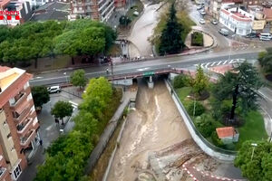 Imagens aéreas mostram rios e ribeiros transbordados após fortes chuvas na Catalunha 