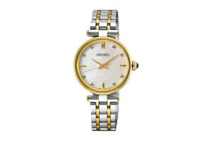 Relógio Seiko feminino de bracelete em ouro e prateado